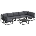 vidaXL Ensemble de canapé de jardin avec coussin 8 Pièces Noir Aluminium