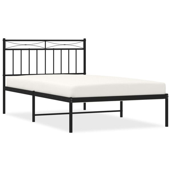 vidaXL Cadre de lit métal avec tête de lit noir 107x203 cm