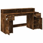 vidaXL Bureau et lumières LED chêne fumé 160x55x91cm bois d'ingénierie