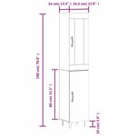 vidaXL Buffet haut Noir 34 5x34x180 cm Bois d'ingénierie