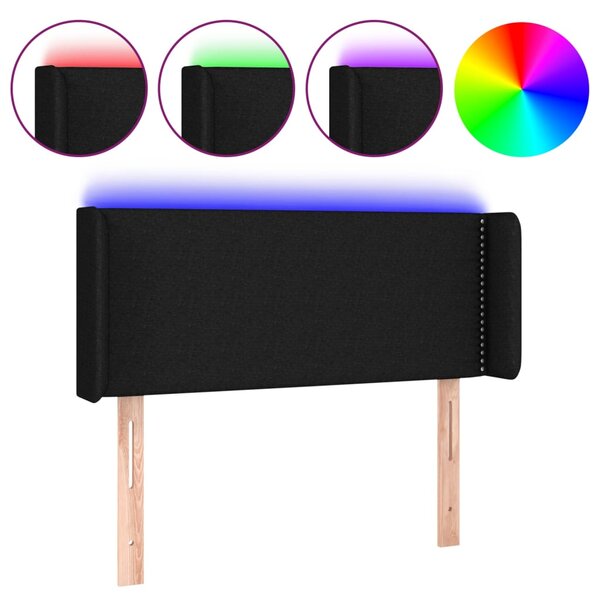 vidaXL Tête de lit à LED Noir 103x16x78/88 cm Tissu