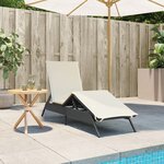 vidaXL Chaise longue avec coussin noir résine tressée