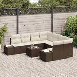 vidaXL Ensemble de canapé de jardin 9 Pièces Marron polyrotin