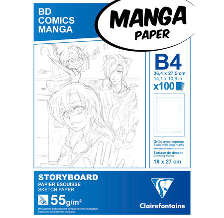 Manga bloc Storyboard B4 100F G.S. 55g CLAIREFONTAINE