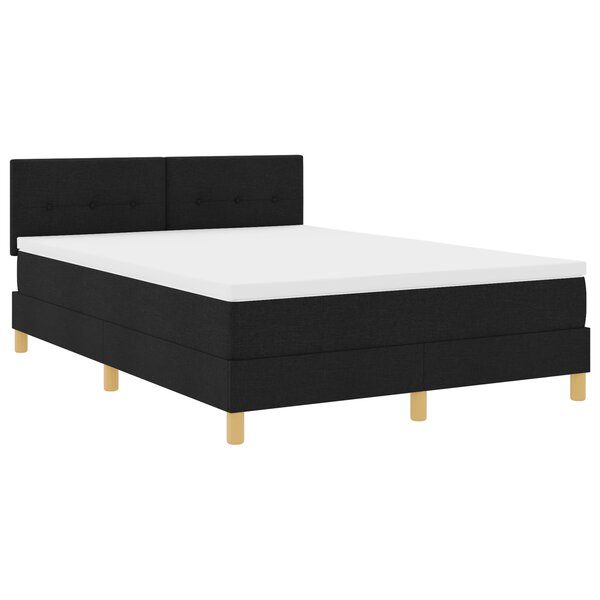 vidaXL Lit à ressort avec matelas noir 160x200 cm tissu
