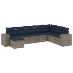 vidaXL Salon de jardin 8 Pièces avec coussins gris résine tressée