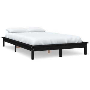 vidaXL Cadre de lit sans matelas noir 200x200 cm bois massif