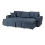 Canapé d'angle convertible réversible - 4 places - Tissu Bleu - HAMILTON - 244 x 151 x 90