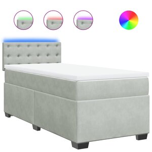 vidaXL Sommier à lattes de lit et matelas Gris clair 100x200cm Velours