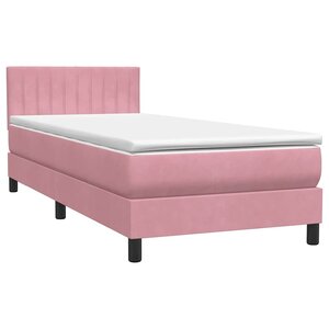 vidaXL Sommier à lattes de lit avec matelas rose 90x220 cm velours