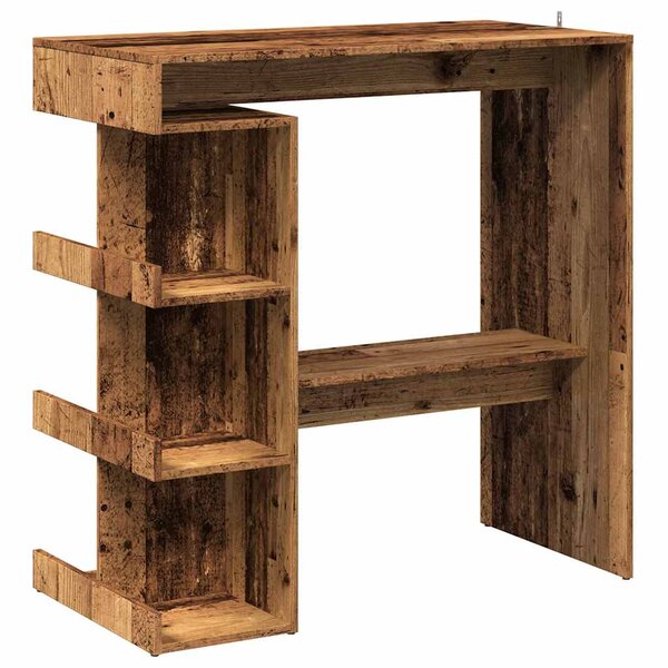 vidaXL Table de bar étagère de rangement vieux bois 100 x 48 x 101 5cm