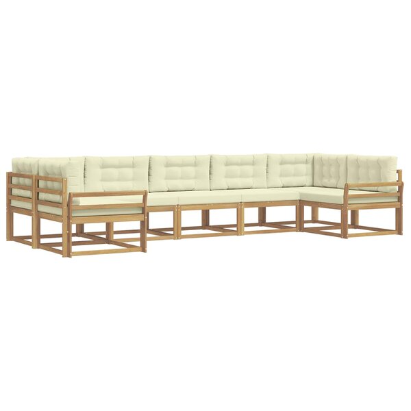 vidaXL Ensemble de canapés d'extérieur 7 Pièces Blanc et crème