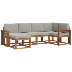 vidaXL Ensemble de canapés d'extérieur 6 pc Gris Naturel et Clair