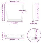 vidaXL Pieds de table à manger en forme de V  2 pièces  blanc  80 x (72-73 3) cm  acier