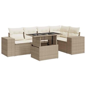 vidaXL Salon de jardin avec coussins 6 Pièces beige résine tressée