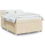 vidaXL Sommier à lattes de lit avec matelas Crème 140x190 cm Tissu