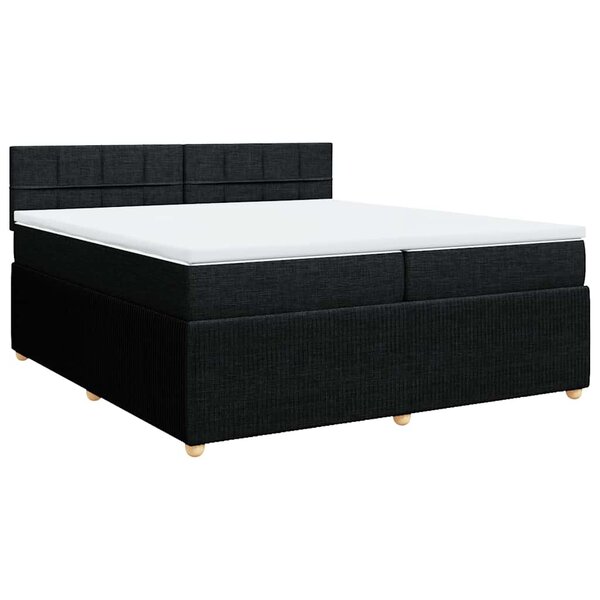 vidaXL Sommier à lattes de lit avec matelas Noir 200x200 cm Tissu