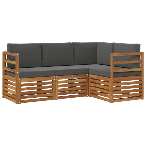 vidaXL Ensemble de canapés d'extérieur 4 pc Naturel et Anthracite