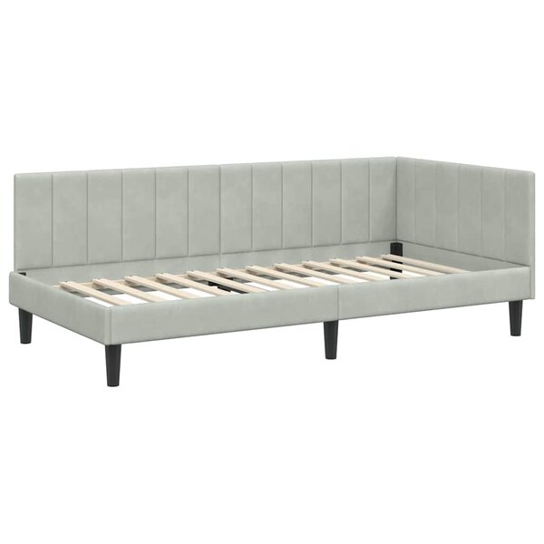 vidaXL Cadre de lit d'angle Gris clair 100 x 200 cm Velours