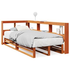 vidaXL Lit bibliothèque sans matelas cire marron 100x200 cm pin massif
