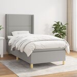 vidaXL Sommier à lattes de lit avec matelas Gris clair 100x200cm Tissu