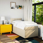 vidaXL Sommier à lattes de lit avec matelas Crème 90x200 cm Tissu