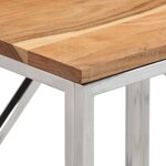 vidaXL Table console argenté acier inoxydable et bois massif d'acacia