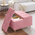 vidaXL Pouf de rangement avec coussin Rose 80 x 80 x 45 cm Velours