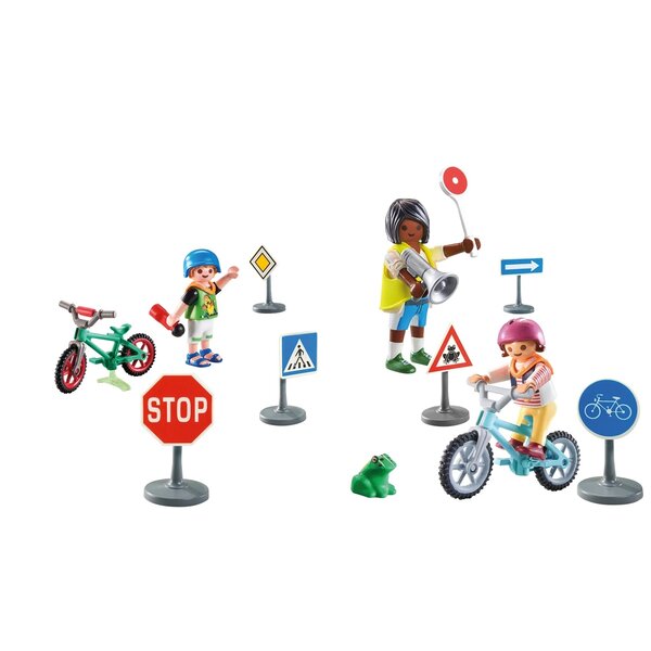 Playmobil 71332 Classe Sécurité Routière – 3 Personnages, 6 Panneaux, 2 Vélos – Apprendre Le Code De La Route En S’amusant – Dès 4 Ans