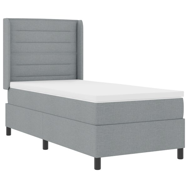 Lit Box Spring avec Matelas Gris clair 90x200 cm en Tissu