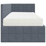 vidaXL Cadre de lit d'angle avec matelas 2 Pièces Gris Velours