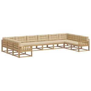 vidaXL Ensemble de canapés d'extérieur 10 Pièces Blanc et Beige