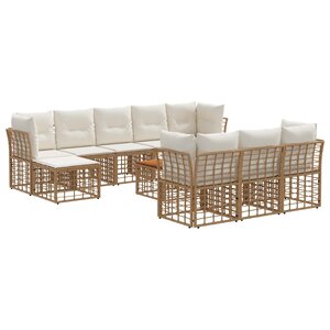 vidaXL Ensemble de canapés d'extérieur 11 pc Blanc Naturel et Crème