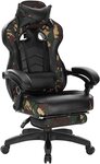 Fauteuils de bureau sport chaise de jeu avec appui-tête coussin lombaire et repose-pieds en cuir synthétique camouflage noir 19_0000081