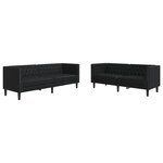 vidaXL Ensemble de canapé Chesterfield 2 Pièces noir similicuir