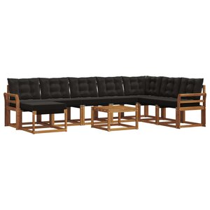 vidaXL Ensemble de canapés d'extérieur 9 pc Naturel et noir
