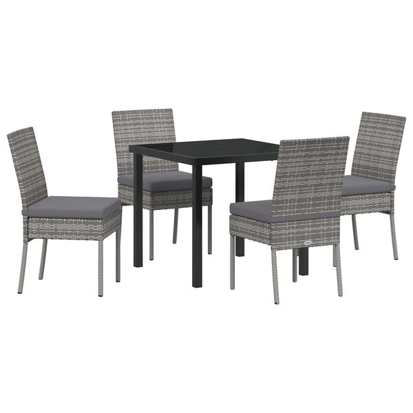 vidaXL Ensemble de jardin de 5 pièces en polyrotin gris