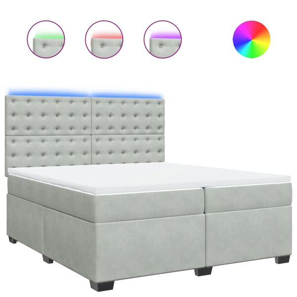 vidaXL Sommier à lattes de lit et matelas Gris clair 200x200cm Velours