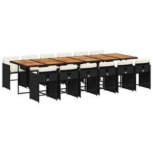 vidaXL Ensemble à manger de jardin 13 Pièces coussins noir résine tressée