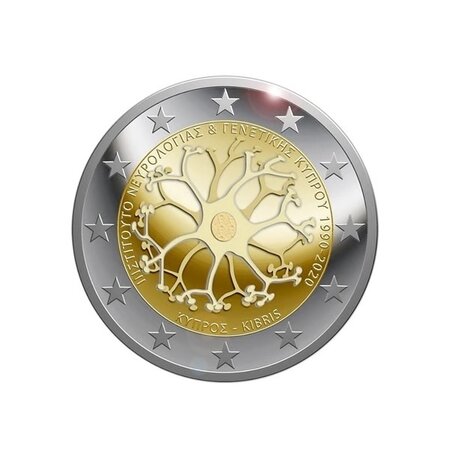 Pièce de monnaie 2 euro commémorative Chypre 2020 – Institut chypriote de neurologie et de génétique
