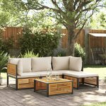 vidaXL Salon de jardin avec coussins 5 Pièces Bois d'acacia solide