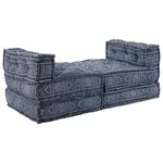 Canapé pouf modulaire 4 places convertible en tissu indigo