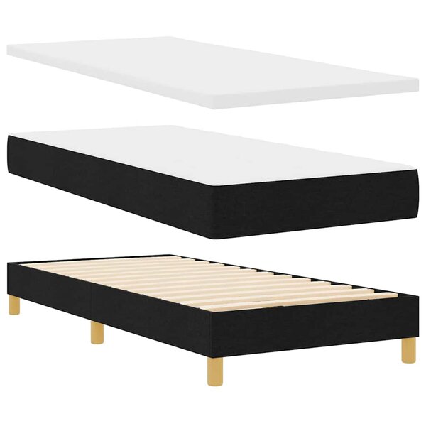 Lit Box Spring vidaXL avec Matelas Noir 90x190 cm Tissu