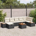 vidaXL Ensemble de canapé de jardin 8 Pièces Noir 55 x 62 x 69 cm