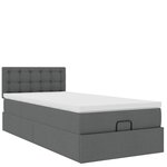 vidaXL Cadre de lit ottoman avec matelas gris foncé 100x200 cm tissu
