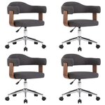 vidaXL Chaises pivotantes à manger lot de 4 gris bois courbé et tissu