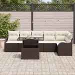 vidaXL Ensemble de canapé de jardin 7 Pièces Marron Poly rotin