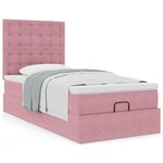 vidaXL Cadre de lit ottoman avec matelas rose 90x200 cm velours