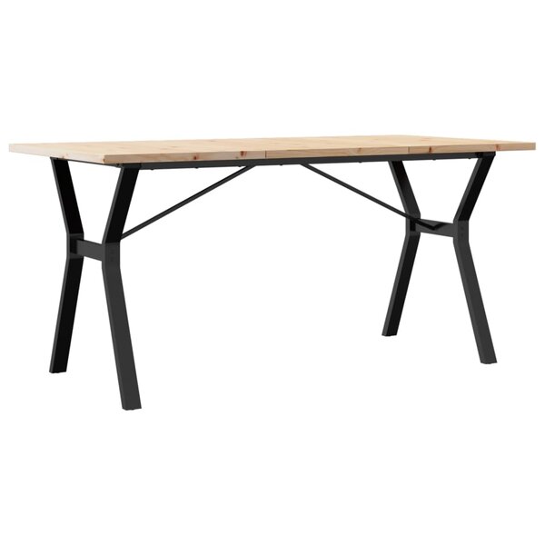 vidaXL Table à manger cadre en Y 160x80x75 5 cm bois pin massif fonte
