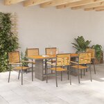 Ensemble de Repas de Jardin vidaXL 7 pièces Gris Poly Rotin Acacia